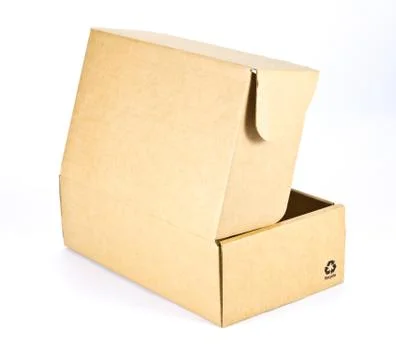 Cardboard box on white background Stock Photos