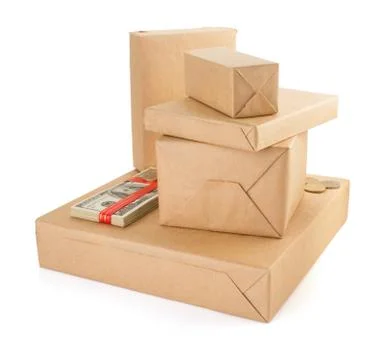 Cardboard box  on white background 스톡 사진