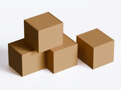 Cardboard box on white background, Suitable for packaging mockup collection  Illustrazione stock