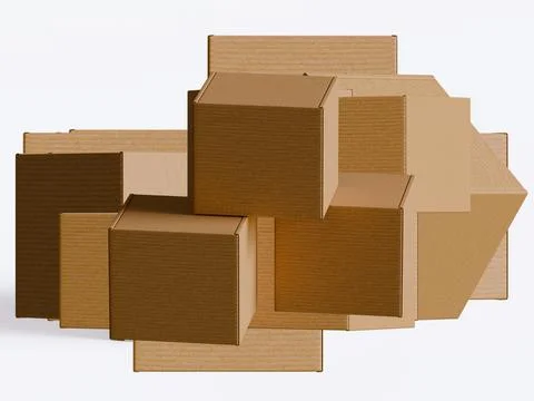 Cardboard box on white background, Suitable for packaging mockup collection  Illustrazione stock