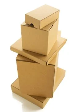 Cardboard box on white Stock Photos