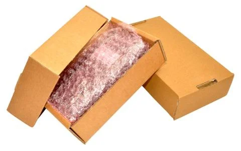 Cardboard Boxes And Bubble Wrap Stock Photos