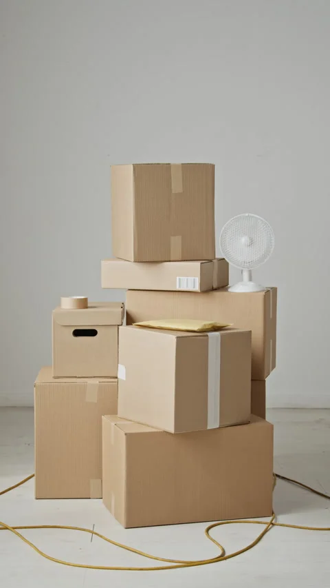 Cardboard Boxes and Shipping Packages Prepared for Online Store Delivery Stock Footage 342590346