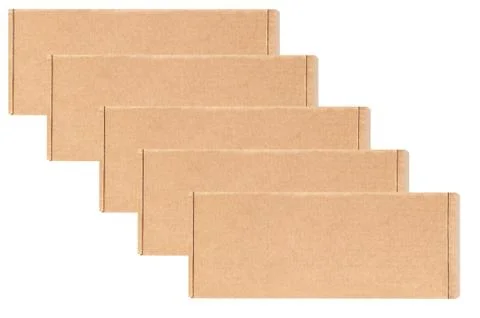 Cardboard boxes are the same located in a row diagonally. Isolated on a white 写真素材