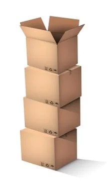 Cardboard boxes are stacked one on one. Storage of goods in warehouses Stockillustratie
