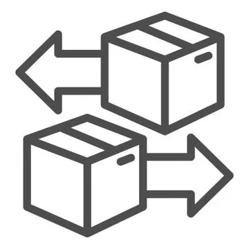 Cardboard boxes with arrows line icon, delivery and logistics symbol, Cargo Ilustração Stock