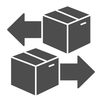 Cardboard boxes with arrows solid icon, delivery and logistics symbol, Cargo Stock Illustration