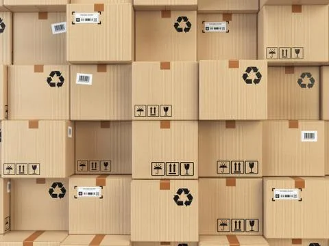 Cardboard boxes backgound. Delivery, cargo, logistic and transportation war.. Stock Illustration