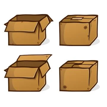 Cardboard Boxes Cartoon Vector Stock Illustration
