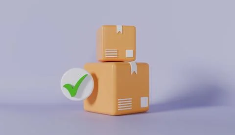 Cardboard boxes with check mark, Delivered order or package Stock-Illustration