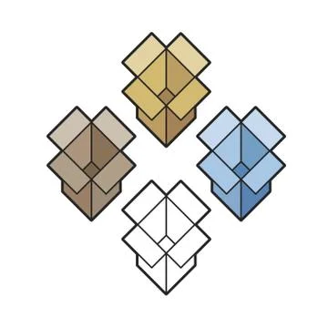Cardboard boxes in color Stock Illustration