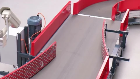 Cardboard boxes on conveyor in a distribution center Vidéo 132063063