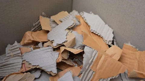 Cardboard boxes with crumpled paper inside for packaging goods. Stock Footage 230222603