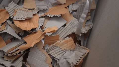 Cardboard boxes with crumpled paper inside for packaging goods. Stock Footage 230222629