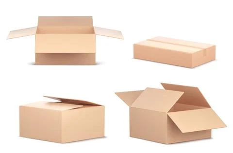 Cardboard boxes for delivering parcels by mail. Illustrazione stock