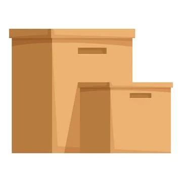 Cardboard boxes of different sizes stacked on top of each other creating storage Illustrazione stock