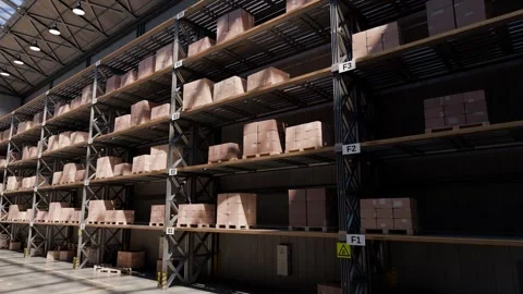 Cardboard boxes falling from shelves in warehouse storage Stock Footage 311019875