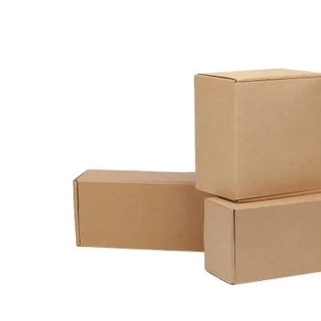 Cardboard boxes for goods on a white background. Different size. Isolated on 库存照片