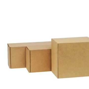 Cardboard boxes for goods on a white background. Different size. Isolated on Stock Photos