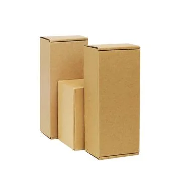 Cardboard boxes for goods on a white background. Different size. Isolated on Stock Photos