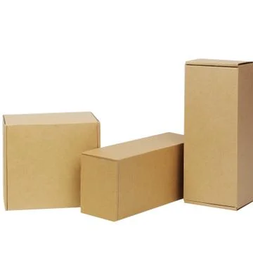 Cardboard boxes for goods on a white background. Different size. Isolated on Stock Photos