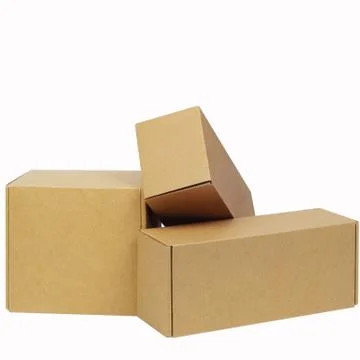 Cardboard boxes for goods on a white background. Different size. Isolated on Stock Photos