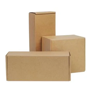 Cardboard boxes for goods on a white background. Different size. Isolated on  Stock Photos