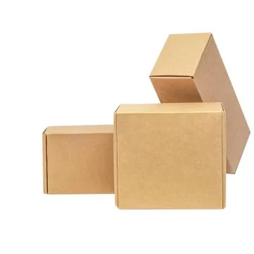 Cardboard boxes for goods on a white background. Different size. Isolated on  Stock Photos