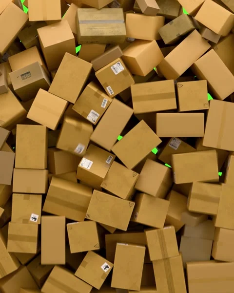 Cardboard boxes on green screen Stockbeeldmateriaal 329708379