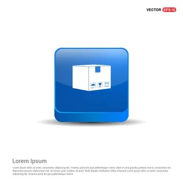 Cardboard boxes icon - 3d Blue Button Stock Illustration