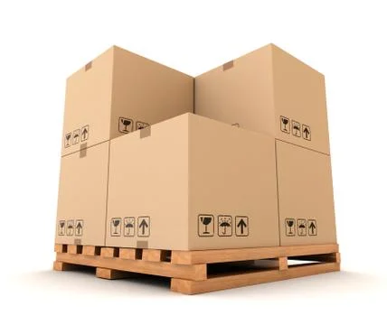 Cardboard boxes isolated 3d illustration Stockillustratie