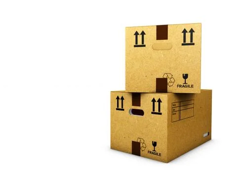 Cardboard boxes isolated over white background Stock Illustration