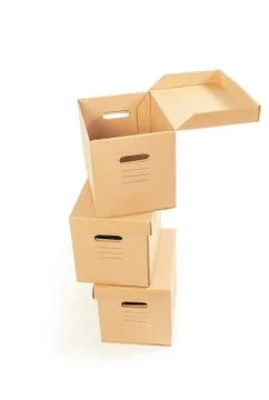 Cardboard boxes isolated over white background 스톡 사진