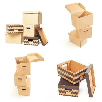 Cardboard boxes isolated Foto stock