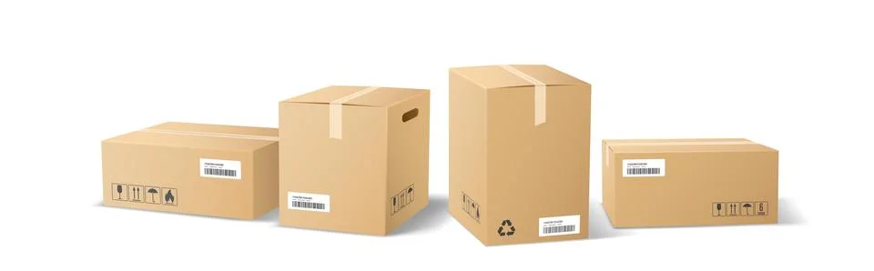 Cardboard boxes isolated on plain white background イラスト素材