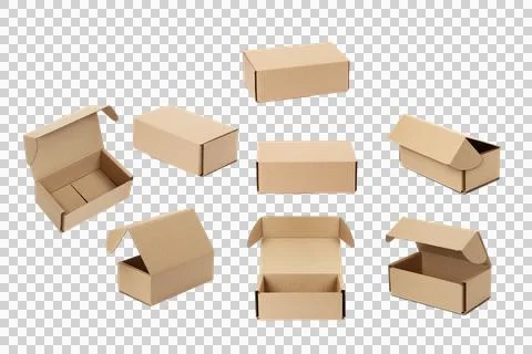 Cardboard boxes isolated on a transparent background Stock Photos