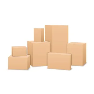 Cardboard boxes isolated on a white background, vector illustration Stock Illustration