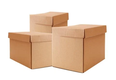 Cardboard boxes isolated on white background Stock Photos
