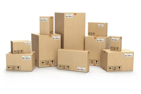 Cardboard boxes isolated on white. Delivery, cargo, logistic and transporta.. Stockillustratie