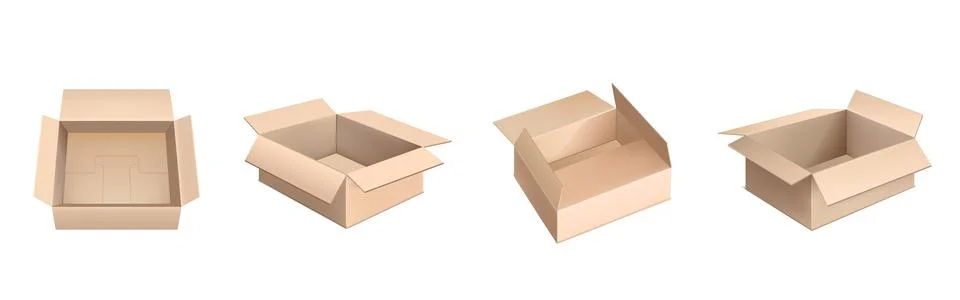 Cardboard boxes mockup, 3d vector cargo packages Stockillustratie