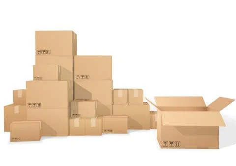Cardboard boxes, open box Stock Illustration
