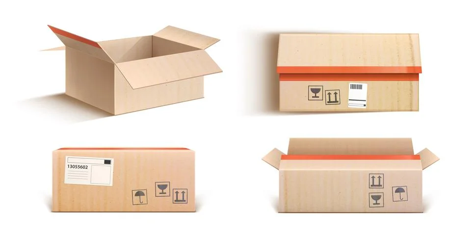 Cardboard boxes for package parcel and delivery Stock Illustration