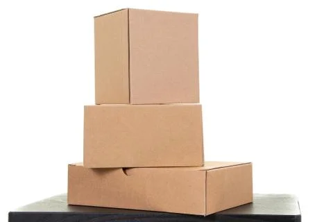 Cardboard boxes package various on white background 写真素材