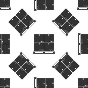 Cardboard boxes on pallet icon isolated seamless pattern on white background Ilustración de archivo