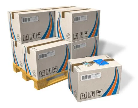 Cardboard boxes on pallet Illustrazione stock