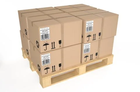 Cardboard boxes on pallet  Illustrazione stock