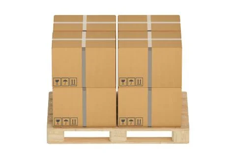 Cardboard boxes on pallet Stock Illustration