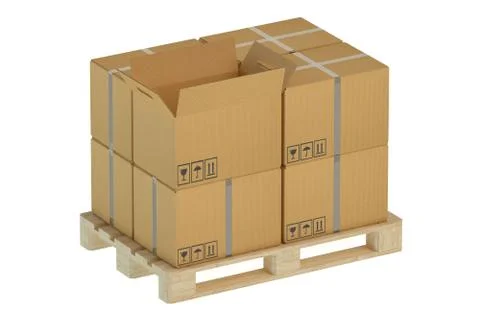 Cardboard boxes on pallet Stock Illustration