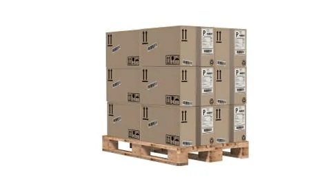 Cardboard boxes on pallet isolated on white Ilustración de archivo