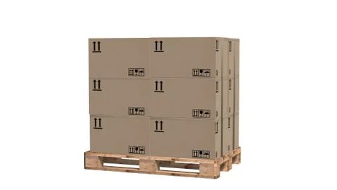 Cardboard boxes on pallet isolated on white Illustrazione stock